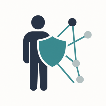 Minimal vector illustration representing cybersecurity and human risk.