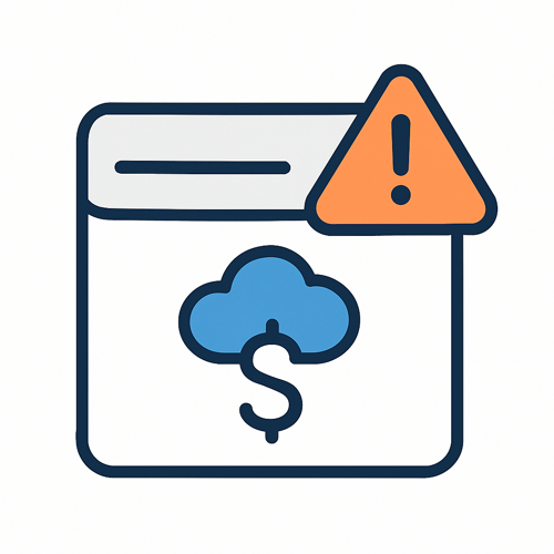 Email inbox with warning and cloud icon illustration