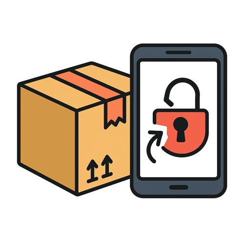 Delivery box and broken lock icon