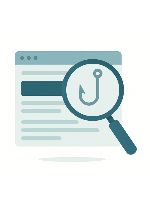 Abstract illustration of a magnifying glass over a browser window