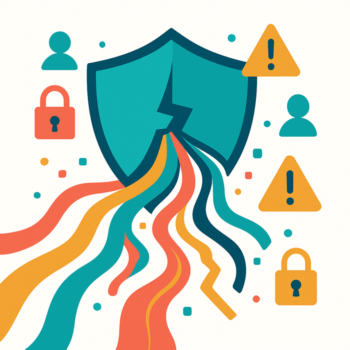 Cracked digital shield with data streams