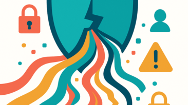 Cracked digital shield with data streams